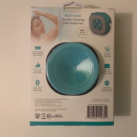 NEW WITH TAGS Atomi blue Bluetooth shower speaker - Picture 2 of 5